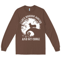 I Love Horror Movies And My Corgi Funny Corgi Long Sleeve Tee | Teevron