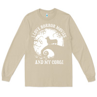 Mushroom i love horror movies and my corgi funny corgi Long Sleeve Tee - artisFamous