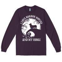 Plum i love horror movies and my corgi funny corgi Long Sleeve Tee - artisFamous