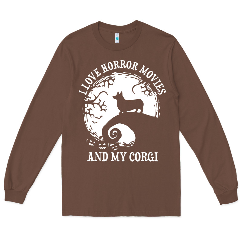 I Love Horror Movies And My Corgi Funny Corgi Long Sleeve Tee by artisFamous | Teevron