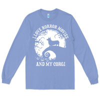 Colony Blue i love horror movies and my corgi funny corgi Long Sleeve Tee - artisFamous