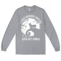 Heather Grey i love horror movies and my corgi funny corgi Long Sleeve Tee - artisFamous