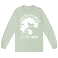 Matcha i love horror movies and my corgi funny corgi Long Sleeve Tee - artisFamous