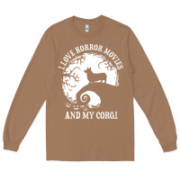 Toasted Coconut i love horror movies and my corgi funny corgi Long Sleeve Tee - artisFamous