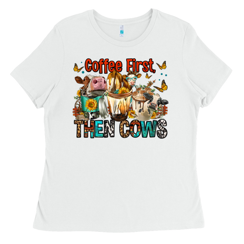 Coffee First Then Cows Ladies Tee by FaDigitalArtStudio | Teevron