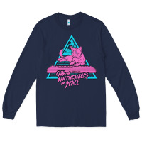 Navy Cats on Synthesizers in Space Long Sleeve Tee - artisFamous