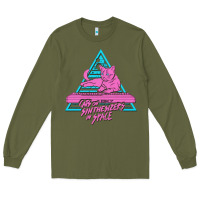 Army Green Cats on Synthesizers in Space Long Sleeve Tee - artisFamous