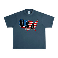 Midnight Navy Usa Urban Heavy Tee - CowhideDigitalArt