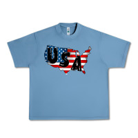 Pebble Blue Usa Urban Heavy Tee - CowhideDigitalArt