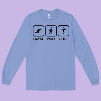 Crawl Walk Spike Volleyball Long Sleeve Tee Designed By Artisfamous