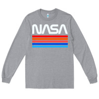 Heather Grey vintage retro nasa Long Sleeve Tee - artisFamous