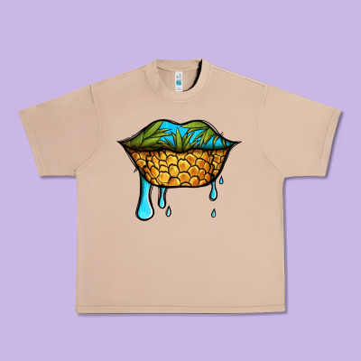 Summer Vibes Pineapple Lips Urban Heavy Tee Designed By Jasminsmagicworld