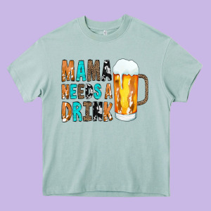 Mama Needs A Drink Heavy Core Tee Designed By Cowcowdesign