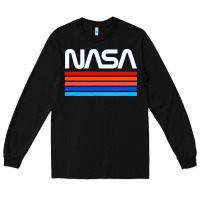 Black vintage retro nasa Long Sleeve Tee - artisFamous