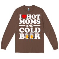 Chestnut i love heart hot moms cold beer funny adult drinking joke Long Sleeve Tee - artisFamous