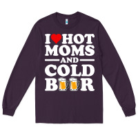 Plum i love heart hot moms cold beer funny adult drinking joke Long Sleeve Tee - artisFamous