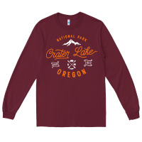 Burgundy crater lake oregon national park vintage retro Long Sleeve Tee - artisFamous