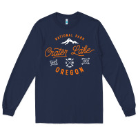 Navy crater lake oregon national park vintage retro Long Sleeve Tee - artisFamous