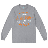Heather Grey crater lake oregon national park vintage retro Long Sleeve Tee - artisFamous