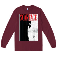 Burgundy scarface distressed movie photo Long Sleeve Tee - artisFamous