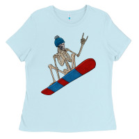 Baby Blue skeleton snowboard Ladies Tee - FaDigitalArtStudio