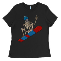 Black skeleton snowboard Ladies Tee - FaDigitalArtStudio