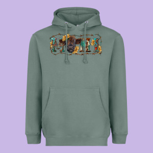 Western Mini Black Highland Calf Heavyweight Hoodie Designed By Ranaportraitstore