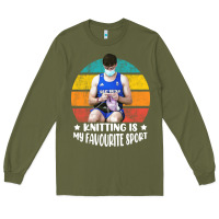 Army Green tom daley knitting is my favourite sport  3 Long Sleeve Tee - artisFamous