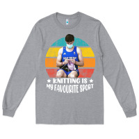 Heather Grey tom daley knitting is my favourite sport  3 Long Sleeve Tee - artisFamous