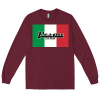 Burgundy vespa motorcycle Long Sleeve Tee - artisFamous