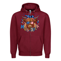 Burgundy moo rica highland cow Zipper Hoodie - RanaPortraitStore