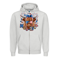 Dove Grey moo rica highland cow Zipper Hoodie - RanaPortraitStore