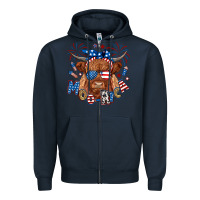 Navy moo rica highland cow Zipper Hoodie - RanaPortraitStore