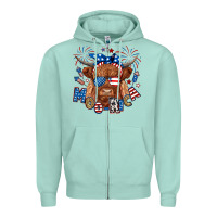 Seafoam moo rica highland cow Zipper Hoodie - RanaPortraitStore
