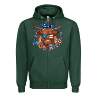 Sports Green moo rica highland cow Zipper Hoodie - RanaPortraitStore