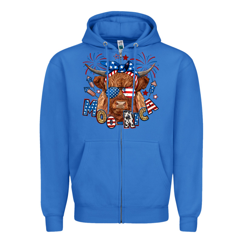 Moo Rica Highland Cow Zipper Hoodie by RanaPortraitStore | Teevron