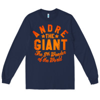 Navy andre the giant 8th wonder of the world Long Sleeve Tee - artisFamous