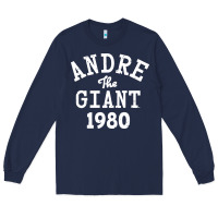 Navy andre the giant 1980 Long Sleeve Tee - artisFamous