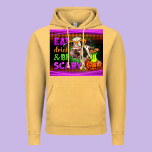 Eat Drink And Be Scary Cow Vintage Hoodie Designed By Lillyallendesigns