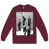 Burgundy black power black fist 1968 olympics Long Sleeve Tee - artisFamous