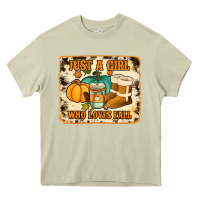 Mossy just a girl who loves fall cowhide background Heavy Core Tee - Jasminsmagicworld