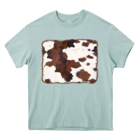 Arona Brown Cowhide Background Heavy Core Tee - CowCowDesign