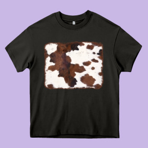 Brown Cowhide Background Heavy Core Tee Designed By Cowcowdesign