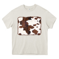 Cream Brown Cowhide Background Heavy Core Tee - CowCowDesign