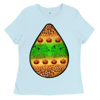 Baby Blue halloween pumpkin teardrop Ladies Tee - BundleAndBundleShop