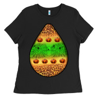 Black halloween pumpkin teardrop Ladies Tee - BundleAndBundleShop