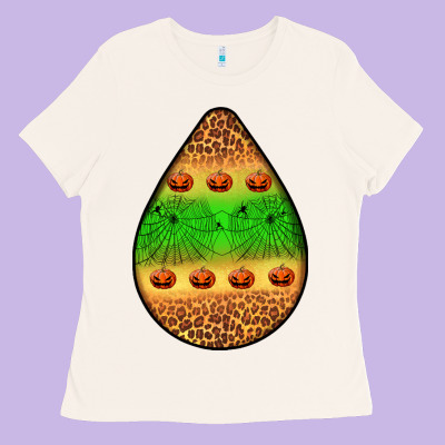 Halloween Pumpkin Teardrop Ladies Tee Designed By Bundleandbundleshop
