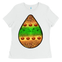 White halloween pumpkin teardrop Ladies Tee - BundleAndBundleShop