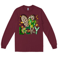 Burgundy Lucky Saint Patricks Day Long Sleeve Tee - CowhideDigitalArt