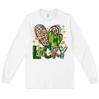 White Lucky Saint Patricks Day Long Sleeve Tee - CowhideDigitalArt